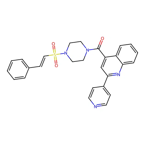 4-[4-(2-Phenylethenesulfonyl)piperazine-1-carbonyl]-2-(pyridin-4-yl)quinoline structure