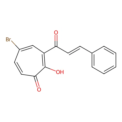 5-Bromo-3-cinnamoyl-2-hydroxy-2,4,6-cycloheptatrien-1-one structure