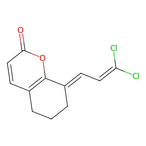 (E)-8-(3,3-dichloroallylidene)-5,6,7,8-tetrahydro-2H-chromen-2-one structure
