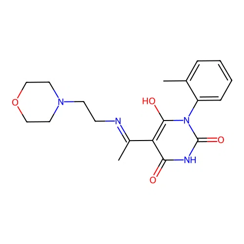 (5E)-1-(2-methylphenyl)-5-[1-(2-morpholin-4-ylethylamino)ethylidene]-1,3-diazinane-2,4,6-trione structure