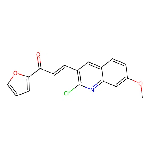 (E)-3-(2-chloro-7-methoxyquinolin-3-yl)-1-(furan-2-yl)prop-2-en-1-one structure