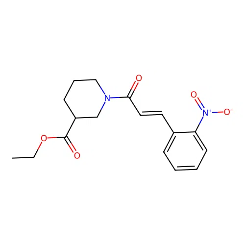 ethyl 1-[(2E)-3-(2-nitrophenyl)prop-2-enoyl]piperidine-3-carboxylate structure