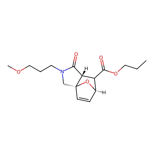 (3aS,6R,7aR)-propyl 2-(3-methoxypropyl)-1-oxo-1,2,3,6,7,7a-hexahydro-3a,6-epoxyisoindole-7-carboxylate structure