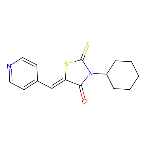 (5Z)-3-cyclohexyl-5-(pyridin-4-ylmethylidene)-2-thioxo-1,3-thiazolidin-4-one structure