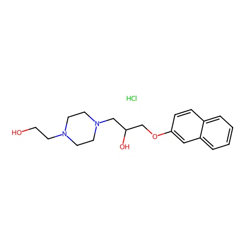 1-(4-(2-Hydroxyethyl)piperazin-1-yl)-3-(naphthalen-2-yloxy)propan-2-ol hydrochloride structure