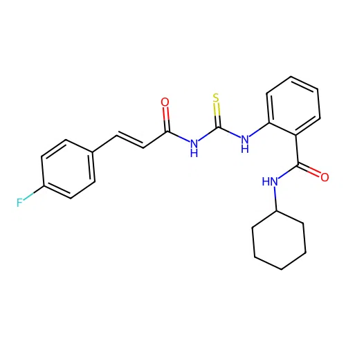 N-cyclohexyl-2-[({[3-(4-fluorophenyl)acryloyl]amino}carbothioyl)amino]benzamide structure