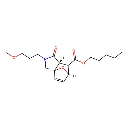 (3aS,6R,7aR)-pentyl 2-(3-methoxypropyl)-1-oxo-1,2,3,6,7,7a-hexahydro-3a,6-epoxyisoindole-7-carboxylate structure