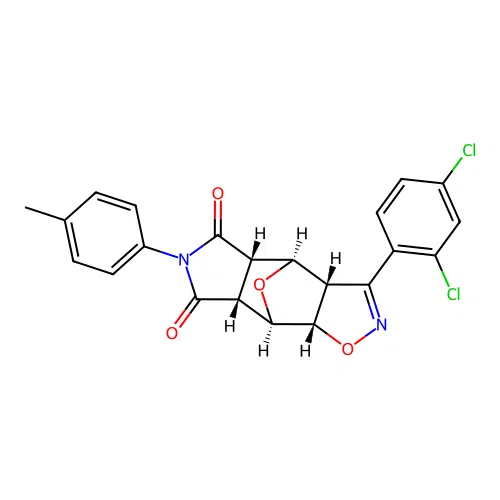 (3aS,4R,4aS,7aR,8R,8aS)-3-(2,4-dichlorophenyl)-6-(4-methylphenyl)-4a,7a,8,8a-tetrahydro-3aH-4,8-epoxy[1,2]oxazolo[4,5-f]isoindole-5,7(4H,6H)-dione structure