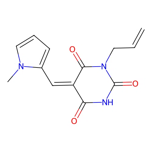 1-allyl-5-[(1-methyl-1H-pyrrol-2-yl)methylene]-2,4,6(1H,3H,5H)-pyrimidinetrione structure