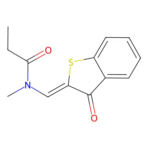 N-methyl-N-[(Z)-(3-oxo-1-benzothiophen-2-ylidene)methyl]propanamide structure