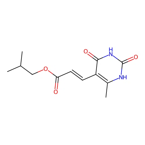 2-methylpropyl (E)-3-(6-methyl-2,4-dioxo-1H-pyrimidin-5-yl)prop-2-enoate structure