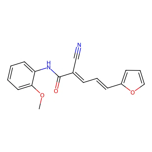 2-cyano-5-(2-furyl)-N-(2-methoxyphenyl)-2,4-pentadienamide structure