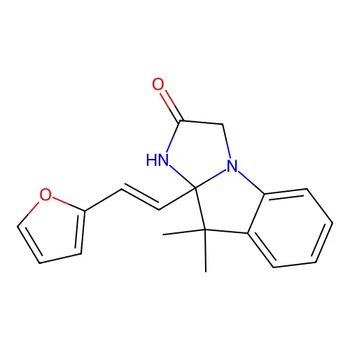 3a-[(E)-2-(furan-2-yl)ethenyl]-4,4-dimethyl-1,3-dihydroimidazo[1,2-a]indol-2-one structure