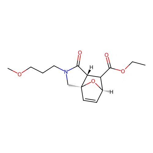 (3aS,6R,7aR)-ethyl 2-(3-methoxypropyl)-1-oxo-1,2,3,6,7,7a-hexahydro-3a,6-epoxyisoindole-7-carboxylate structure