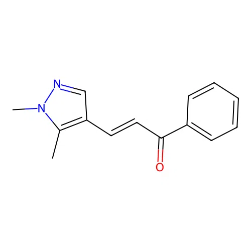 3-(1,5-dimethyl-1H-pyrazol-4-yl)-1-phenyl-2-propen-1-one structure