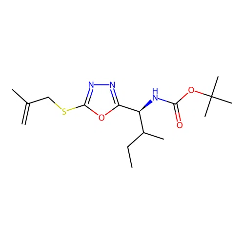tert-butyl ((1S,2R)-2-methyl-1-(5-((2-methylallyl)thio)-1,3,4-oxadiazol-2-yl)butyl)carbamate structure