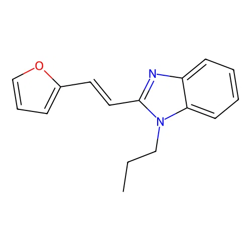 2-[(1E)-2-(1-propylbenzimidazol-2-yl)vinyl]furan structure
