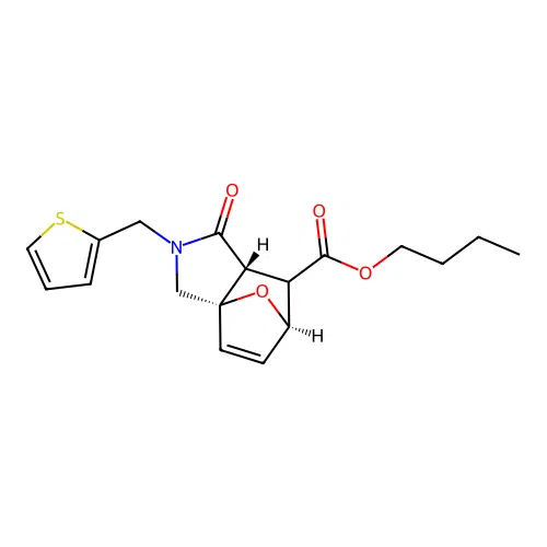 (3aS,6R,7aR)-butyl 1-oxo-2-(thiophen-2-ylmethyl)-1,2,3,6,7,7a-hexahydro-3a,6-epoxyisoindole-7-carboxylate structure
