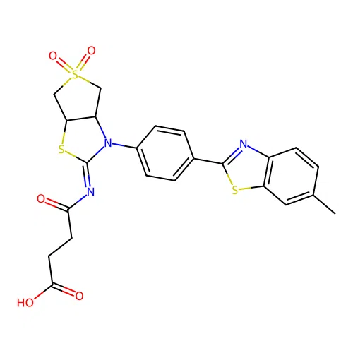(Z)-4-((3-(4-(6-methylbenzo[d]thiazol-2-yl)phenyl)-5,5-dioxidotetrahydrothieno[3,4-d]thiazol-2(3H)-ylidene)amino)-4-oxobutanoic acid structure