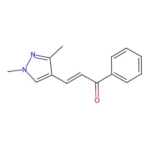 3-(1,3-dimethyl-1H-pyrazol-4-yl)-1-phenyl-2-propen-1-one structure