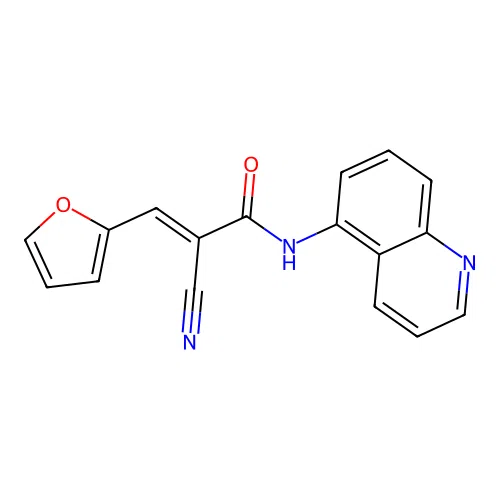 2-cyano-3-(furan-2-yl)-N-(quinolin-5-yl)prop-2-enamide structure