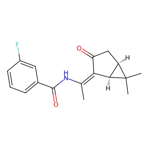 N-((Z)-1-((1S,5R)-6,6-dimethyl-3-oxobicyclo[3.1.0]hexan-2-ylidene)ethyl)-3-fluorobenzamide structure