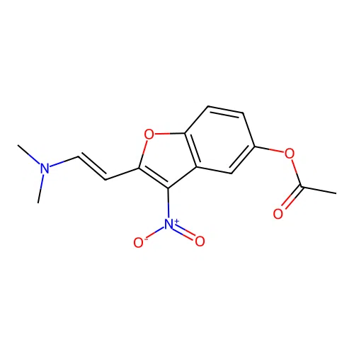 2-[(E)-2-(dimethylamino)ethenyl]-3-nitro-1-benzofuran-5-yl acetate structure