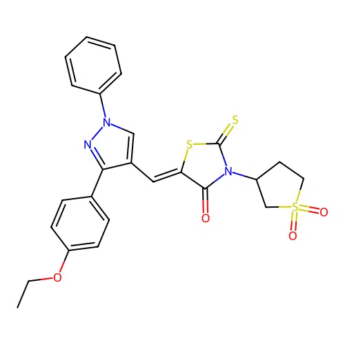 (5Z)-3-(1,1-dioxothiolan-3-yl)-5-[[3-(4-ethoxyphenyl)-1-phenylpyrazol-4-yl]methylidene]-2-sulfanylidene-1,3-thiazolidin-4-one structure