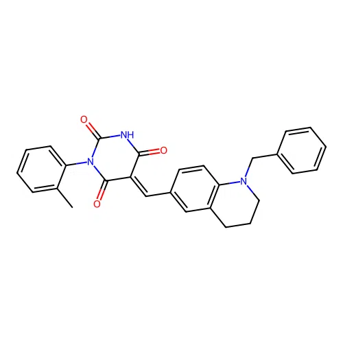 (5E)-5-[(1-benzyl-3,4-dihydro-2H-quinolin-6-yl)methylidene]-1-(2-methylphenyl)-1,3-diazinane-2,4,6-trione structure