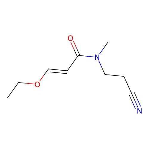 (2E)-N-(2-cyanoethyl)-3-ethoxy-N-methylprop-2-enamide structure