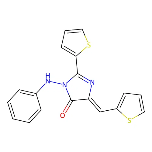 3-anilino-2-(2-thienyl)-5-(2-thienylmethylene)-3,5-dihydro-4H-imidazol-4-one structure