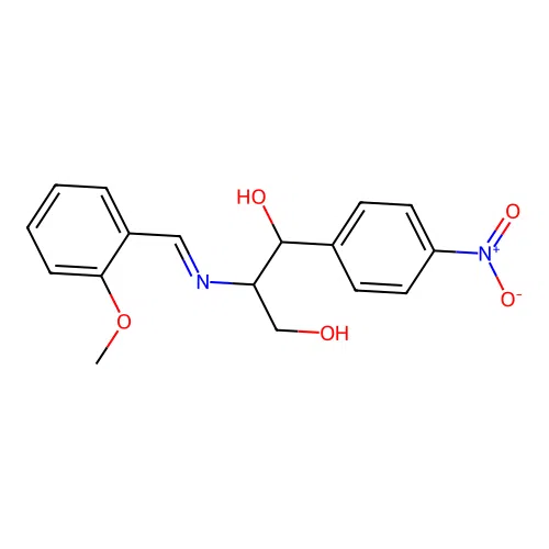 2-{[(E)-(2-methoxyphenyl)methylidene]amino}-1-(4-nitrophenyl)propane-1,3-diol structure