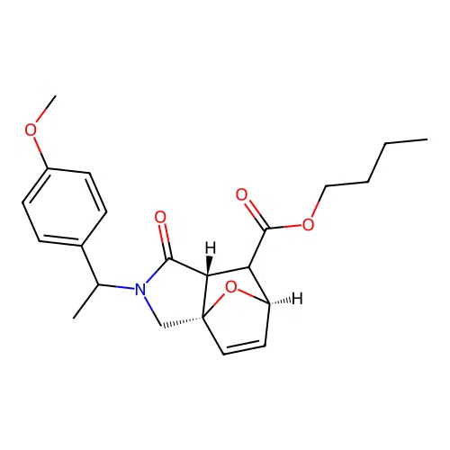 (3aS,6R,7aR)-butyl 2-(1-(4-methoxyphenyl)ethyl)-1-oxo-1,2,3,6,7,7a-hexahydro-3a,6-epoxyisoindole-7-carboxylate structure