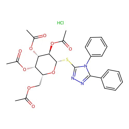 beta-D-Galactopyranoside, 4,5-diphenyl-4H-1,2,4-triazol-3-yl 1-thio-, 2,3,4,6-tetraacetate, monohydrochloride structure