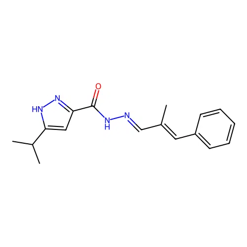 N'-[(1E,2E)-2-methyl-3-phenylprop-2-en-1-ylidene]-3-(propan-2-yl)-1H-pyrazole-5-carbohydrazide structure