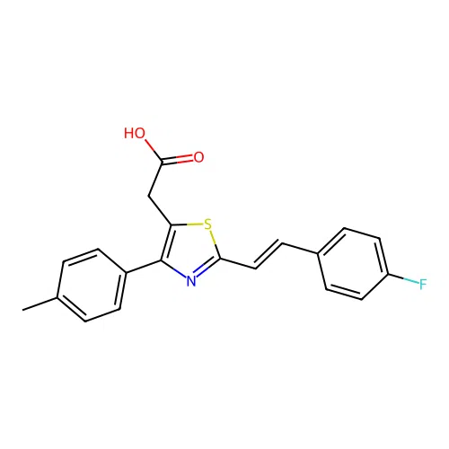 5-Thiazoleacetic acid, 2-(2-(4-fluorophenyl)ethenyl)-4-(4-methylphenyl)- structure