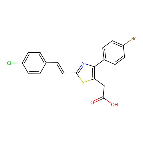 5-Thiazoleacetic acid, 4-(4-bromophenyl)-2-(2-(4-chlorophenyl)ethenyl)- structure