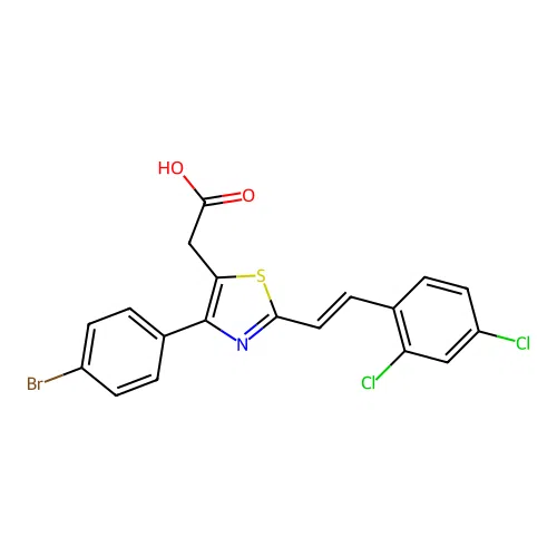 5-Thiazoleacetic acid, 4-(4-bromophenyl)-2-(2-(2,4-dichlorophenyl)ethenyl)- structure