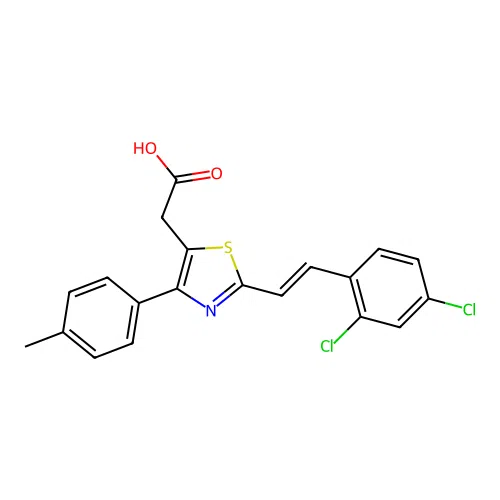 5-Thiazoleacetic acid, 2-(2-(2,4-dichlorophenyl)ethenyl)-4-(4-methylphenyl)- structure