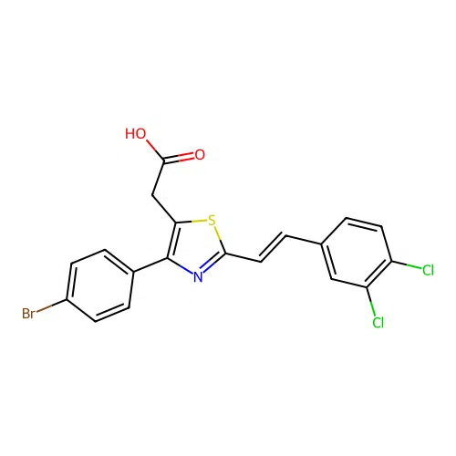 5-Thiazoleacetic acid, 4-(4-bromophenyl)-2-(2-(3,4-dichlorophenyl)ethenyl)- structure