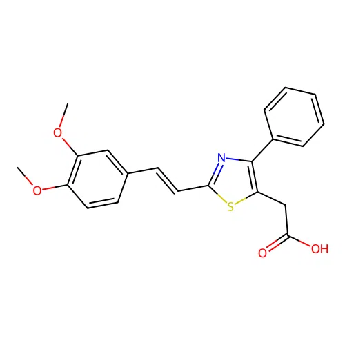 5-Thiazoleacetic acid, 2-(2-(3,4-dimethoxyphenyl)ethenyl)-4-phenyl- structure