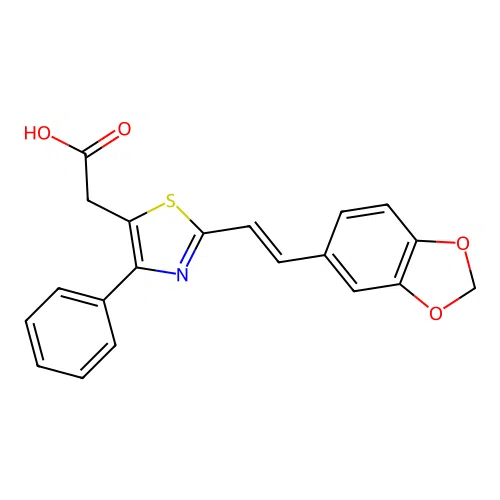 5-Thiazoleacetic acid, 2-(2-(1,3-benzodioxol-5-yl)ethenyl)-4-phenyl- structure