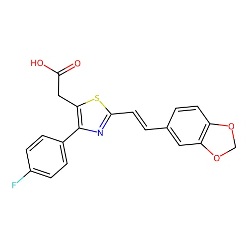 5-Thiazoleacetic acid, 2-(2-(1,3-benzodioxol-5-yl)ethenyl)-4-(4-fluorophenyl)- structure