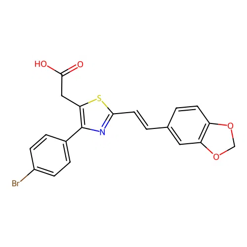 5-Thiazoleacetic acid, 2-(2-(1,3-benzodioxol-5-yl)ethenyl)-4-(4-bromophenyl)- structure