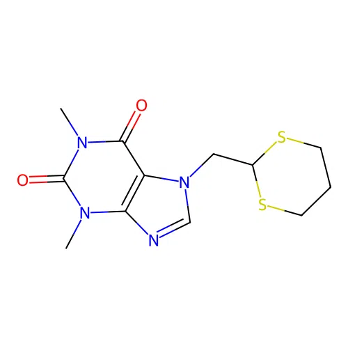 1H-Purine-2,6-dione, 3,7-dihydro-1,3-dimethyl-7-(1,3-dithian-2-ylmethyl)- structure