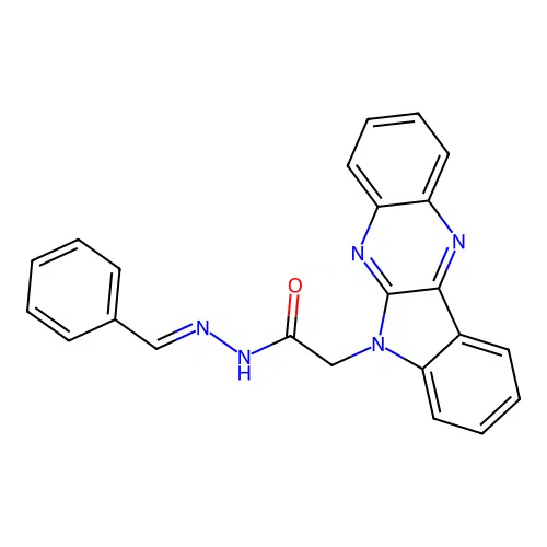 6H-Indolo(2,3-b)quinoxaline-6-acetic acid, (phenylmethylene)hydrazide structure