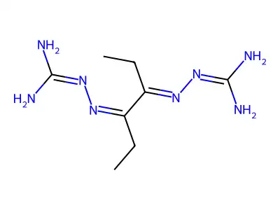 2-[4-(Diaminomethylidenehydrazinylidene)hexan-3-ylideneamino]guanidine structure