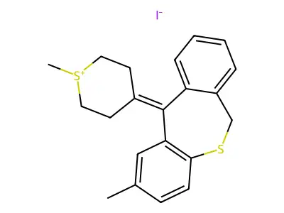1-Methyl-4-(2-methyl-6,11-dihydrodibenzo(b,e)thiepin-11-ylidene)tetrahydrothiopyranium iodide structure
