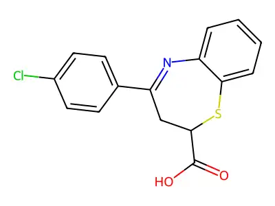 4-(4-Chlorophenyl)-2,3-dihydro-1,5-benzothiazepine-2-carboxylic acid structure