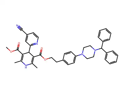 (2,4'-Bipyridine)-3',5'-dicarboxylic acid, 1',4'-dihydro-4-cyano-2',6'-dimethyl-, 2-(4-(4-(diphenylmethyl)-1-piperazinyl)phenyl)ethyl methyl ester structure